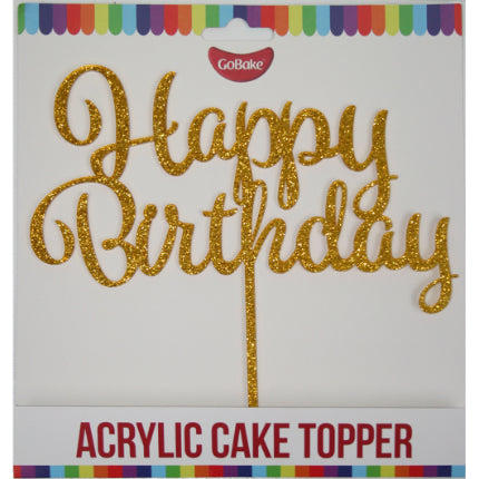 Happy Birthday Topper - Glitter Gold